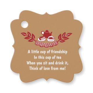 Editable Red Tea Time Silhouette Tea Bag Poem Favor Tags