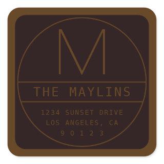 Editable Retro-modern Design Template | Dark Brown Square Sticker