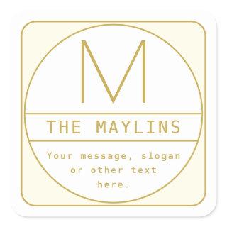 Editable Retro-modern Design Template Gold & White Square Sticker