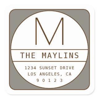 Editable Retro-modern Design Template | Grey Brown Square Sticker
