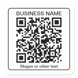 Editable Scannable QR code + Your Business Name Square Sticker