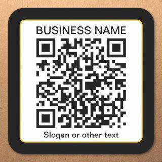 Editable Scannable QR code + Your Business Name Square Sticker