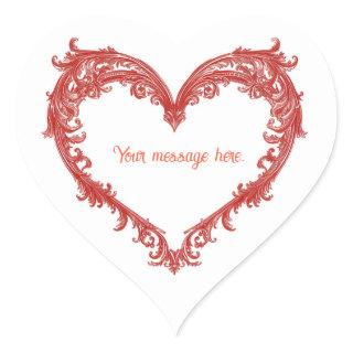 Editable Vintage Swirls and Scrolls Valentine Heart Sticker