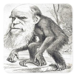 Editorial Cartoon Of Charles Darwin 1871 Square Sticker