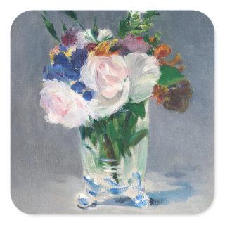 Edouard Manet - Flowers in a Crystal Vase Square Sticker