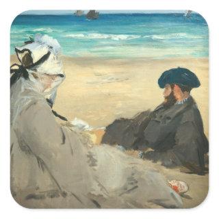Edouard Manet - On the Beach Square Sticker