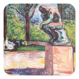 Edvard Munch - The Thinker by Rodin Square Sticker