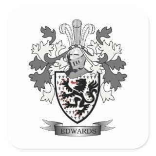 Edwards Family Crest Coat of Arms Square Sticker