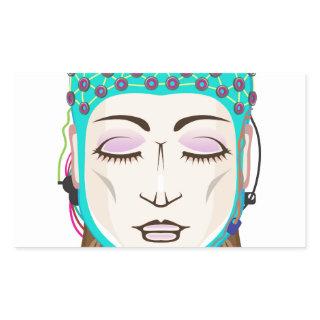 EEG device Mind reading scanning Brain signals Rectangular Sticker