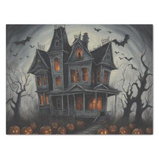 Eerie Abode: Haunted House Painting Decoupage  Tissue Paper