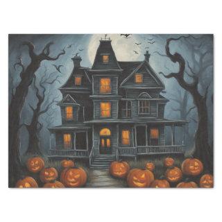 Eerie Abode: Haunted House Painting Decoupage  Tissue Paper