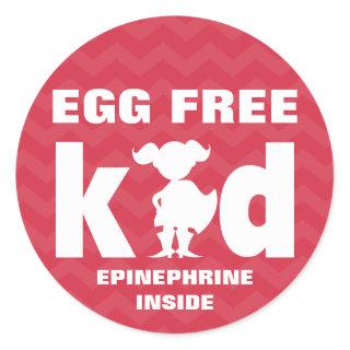 Egg Free Egg Allergy Superhero Girl Epinephrine Classic Round Sticker