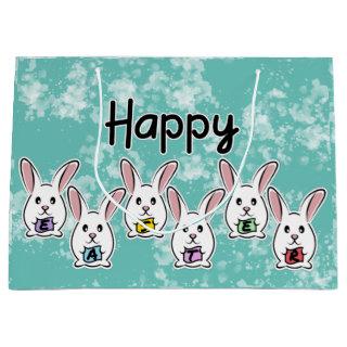 Egg Shaped Easter Rabbits Large Gift Bag