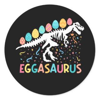 Eggasaurus Stegosaurus Eggs Dinosaur Easter Day Classic Round Sticker