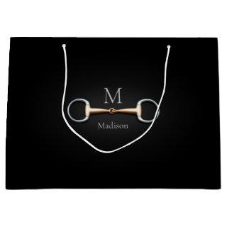 Eggbutt Snaffle Bit Horse Name & Monogram Large Gift Bag