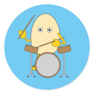 Egghead Drummer  Classic Round Sticker