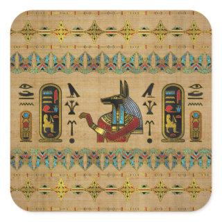 Egyptian Anubis Ornament on papyrus Square Sticker