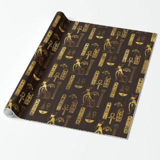Egyptian Decorative Pattern gold on brown