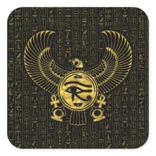 Egyptian Eye of Horus - Wadjet Gold and Black Square Sticker