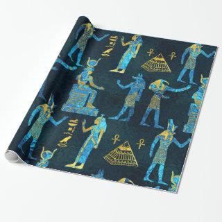 Egyptian  Gold and blue glass pattern