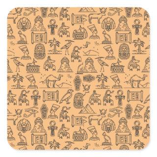 Egyptian Hieroglyphic Symbol Background          Square Sticker