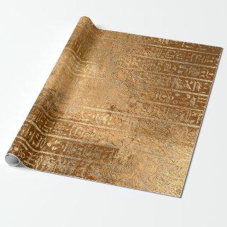 Egyptian Hieroglyphs Gold Grass Metallic Stripes