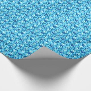 Egyptian Lotus pattern, cobalt and turquoise
