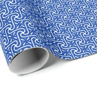 Egyptian tile pattern, cobalt blue and white