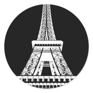 Eiffel Tower Black White Image Classic Round Sticker