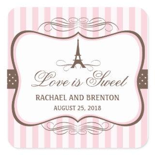 Eiffel Tower Paris Wedding Square Sticker