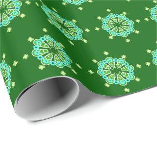 Eight point Mandala, Dark Jade Green and Aqua