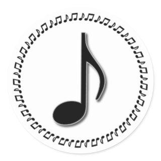 Eighth Note Music Design Classic Round Sticker