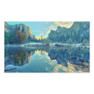 El Capitan and Three Brothers Reflection Rectangular Sticker