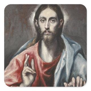 El Greco - Christ Blessing Square Sticker