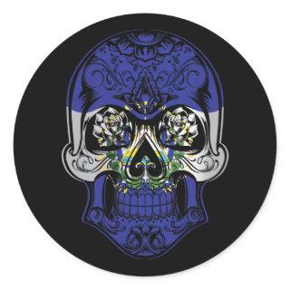 El Salvador  Skull And Roses Flag Classic Round Sticker