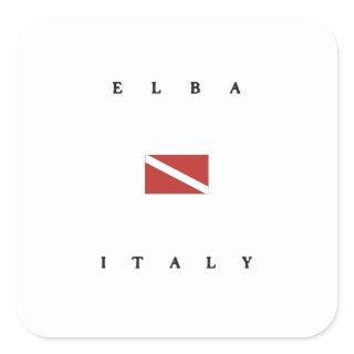 Elba Italy Scuba Dive Flag Square Sticker