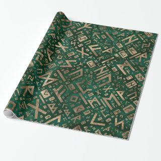 Elder Runes - Futhark Pattern Gold on Malachite #1