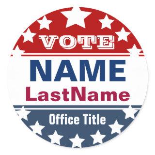 Election Campaign Classic Round Sticker