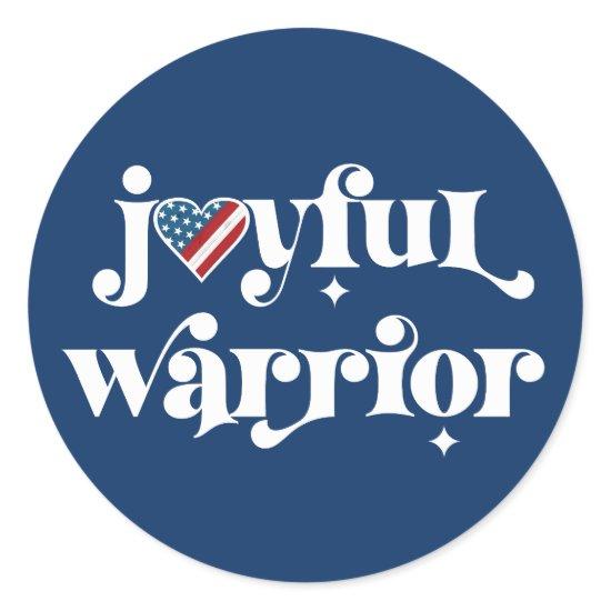 Election Joyful Warrior White Type USA Flag Heart Classic Round Sticker