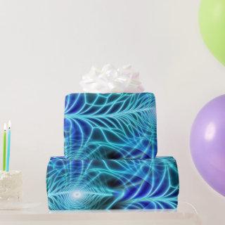 Electric Blue Luminous Fractal Repeating Pattern