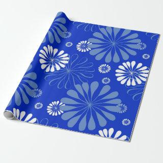 Electric Blue Modern Floral Print