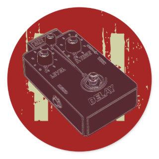 Electric Guitar Delay Pedal  Classic Round Sticker