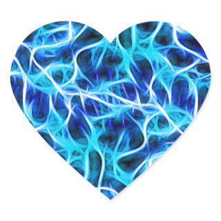 Electric Neon Aqua Blue Teal Lightning Heart Sticker