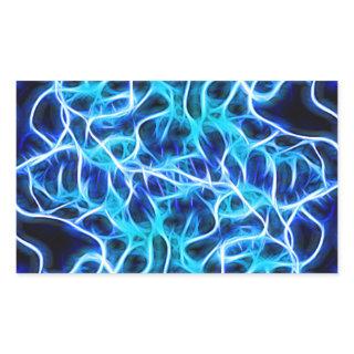 Electric Neon Aqua Blue Teal Lightning Rectangular Sticker