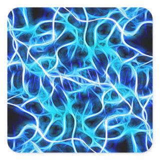 Electric Neon Aqua Blue Teal Lightning Square Sticker