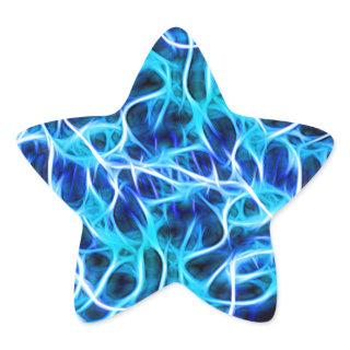 Electric Neon Aqua Blue Teal Lightning Star Sticker