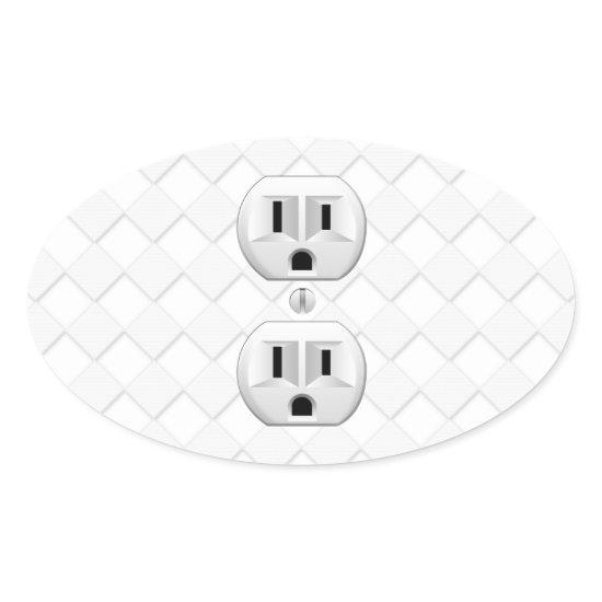 Electrical Plug Wall Outlet Fun Customize This Oval Sticker