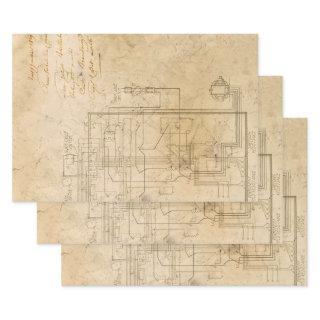 Electrical Schematic Drawing on Brown  Sheets