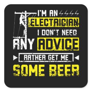Electrician Beer Square Sticker