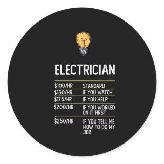 electrician funny gift present idea classic round sticker